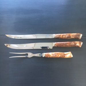 Vintage Bakelite/Stainless Steel 3piece serving set.